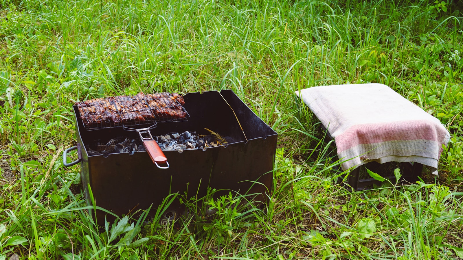 Asado campestre con parrilla al aire libre